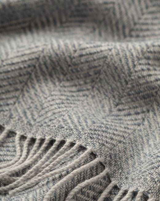 Johnstons Gray Texture Herringbone Merino Throw