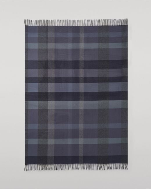 Johnstons Blue Umbra Cashmere Plaid Throw