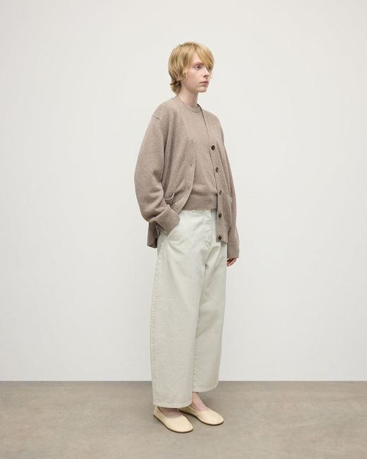 Johnstons White Boyfriend-Fit Cashmere Cardigan