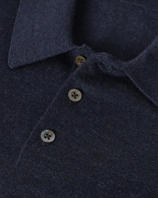 Johnstons Blue Fin Superfine Cashmere Polo Shirt for men