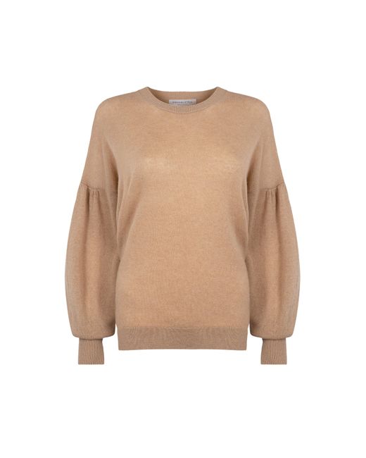 Johnstons Brown Balloon Sleeve Cashmere Sweater