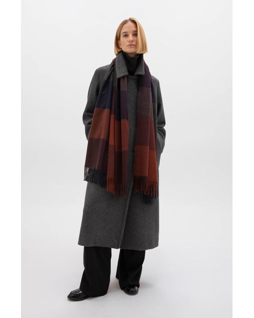 Johnstons Red Block Check Russet Cashmere Stole