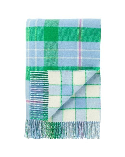 Johnstons Blue Vibrant Reversible Lambswool Throw