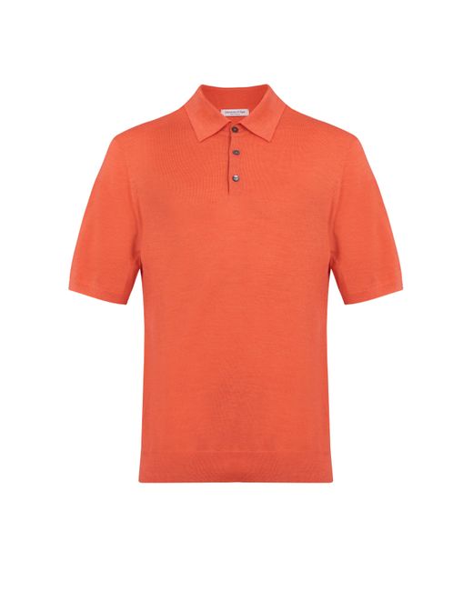 Johnstons Orange Superfine Merino Poloshirt for men