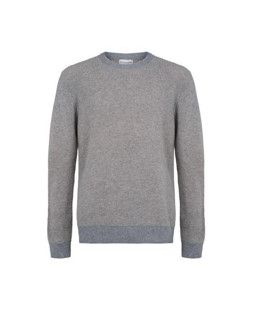 Johnstons Gray Textured Waffle Rib Cashmere Jumper for men