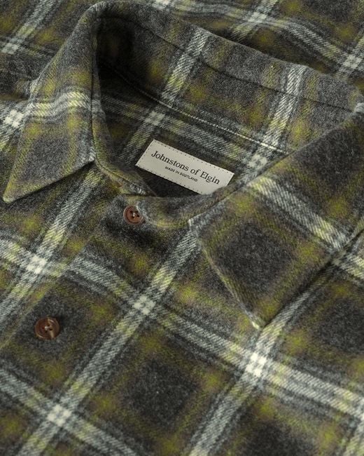 Johnstons Green Capercaillie Plaid Overshirt