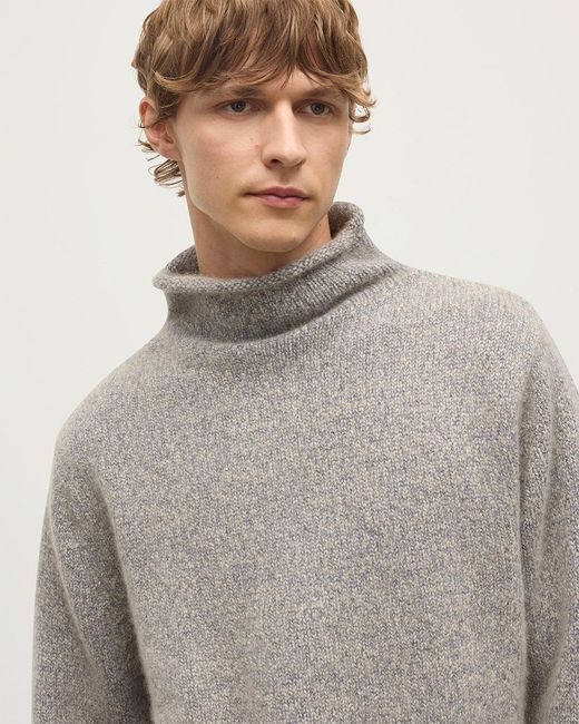 Johnstons White Kester Marl Cashmere Funnel Neck Jumper for men