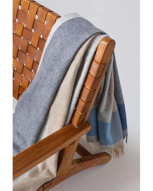 Johnstons Gray Block Border Wool Throw