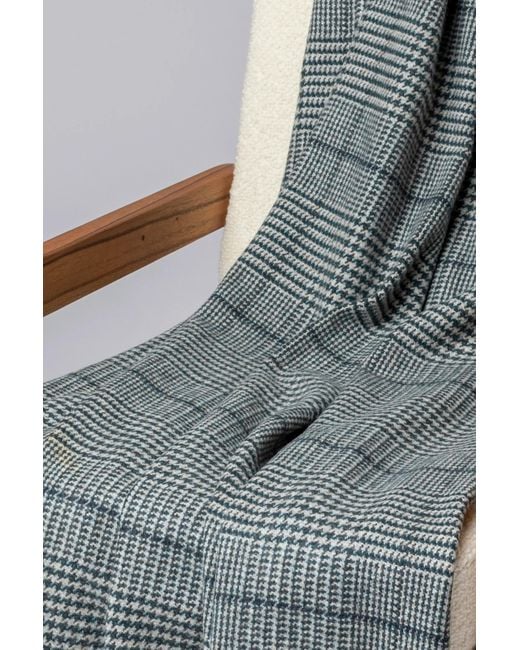 Johnstons Gray Tweed Glen Check Wool Throw