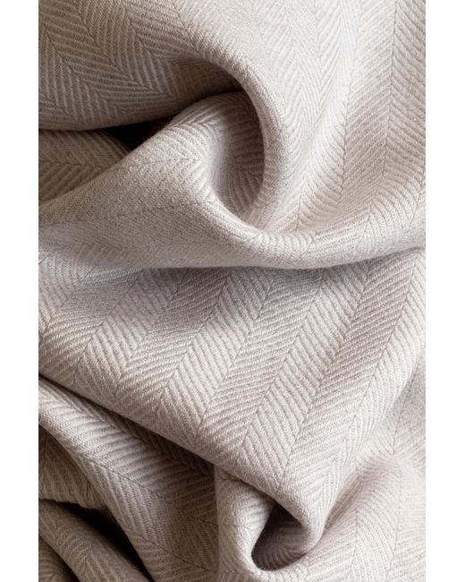 Johnstons Gray Herringbone Merino Bed Throw