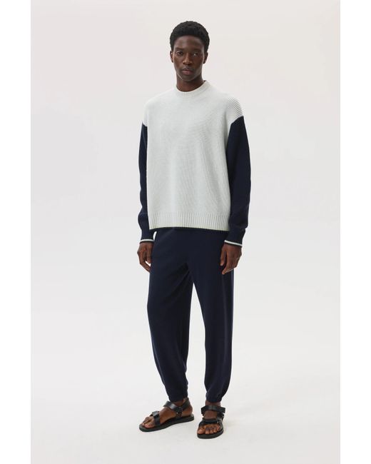 Johnstons Gray Colour Block Relaxed Cashmere Jumper for men