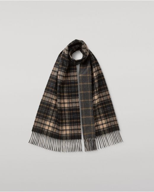 Johnstons Multicolor Dunnottar Tartan & Windowpane Cashmere Scarf