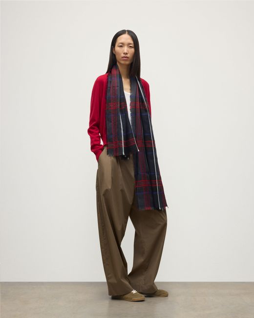 Johnstons Blue Orton Crammed Tartan Cashmere Scarf