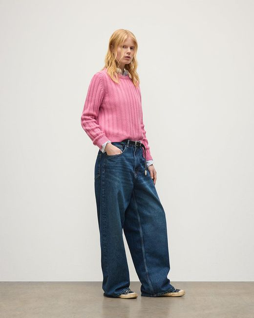 Johnstons Pink Lecht Cashmere Crew Jumper