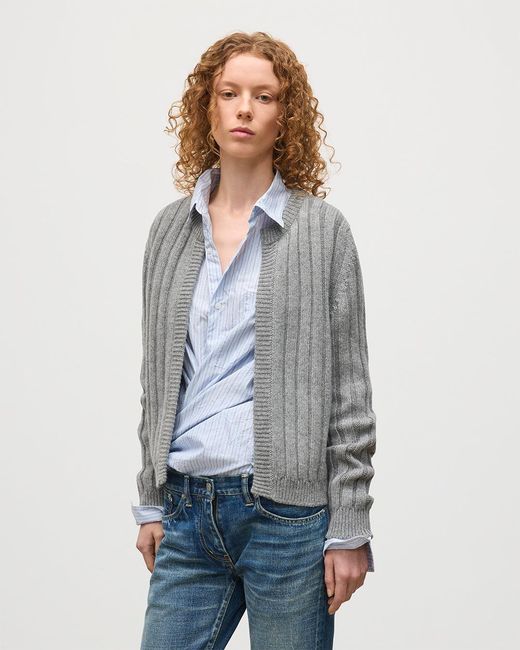 Johnstons Blue Lecht Cashmere Crew Cardigan