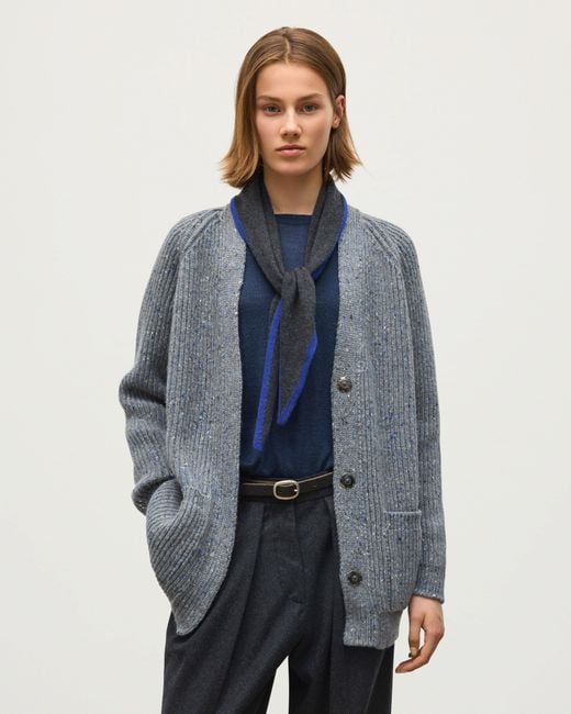 Johnstons Gray Norah Ribbed Donegal Cashmere Cardigan