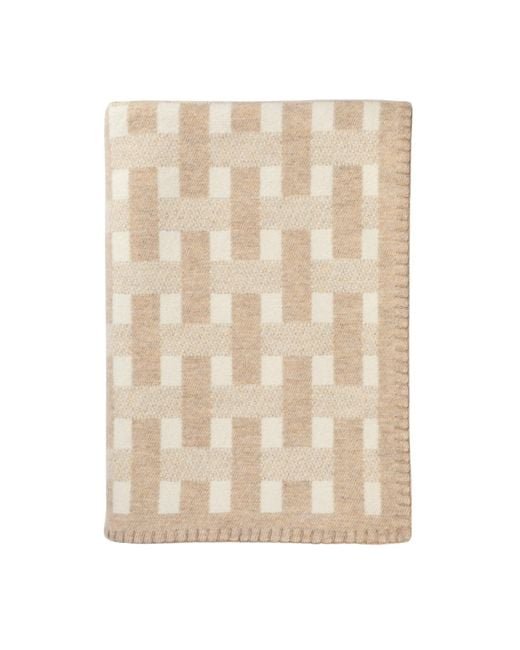 Johnstons Natural Blanket Stitched Basketweave Throw