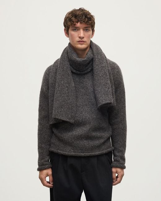 Johnstons Black Cashmere Bouclé Charcoal Scarf