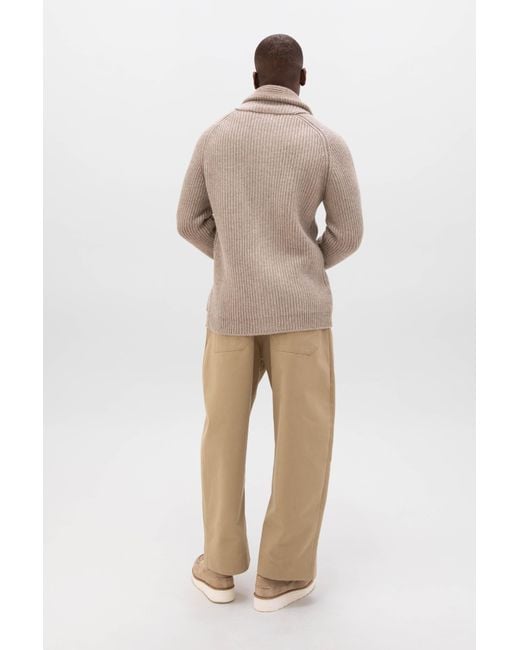 Johnstons Brown Ribbed Shawl Collar Cashmere Cardigan for men