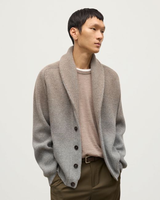 Johnstons Natural Pioneer Light To Shawl Collar Cashmere Cardigan for men