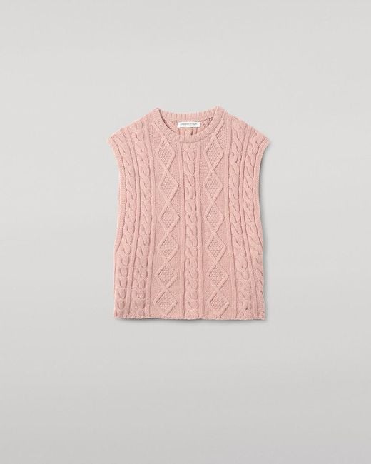 Johnstons Natural Aran Cable Cashmere Tank