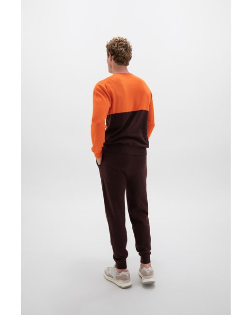 Johnstons Red Colour Block Cashmere Sweater