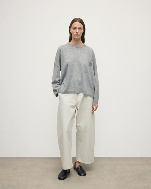 Johnstons Gray Gauzy Pocket Light Cashmere Jumper