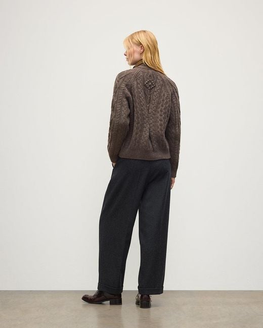 Johnstons Brown Mabel Aran Cable Cardigan