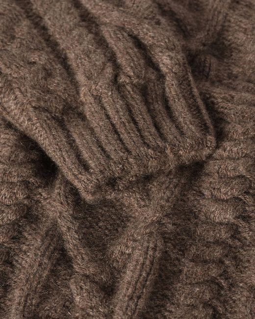Johnstons Brown Macdonald Aran Cable Cashmere Jumper