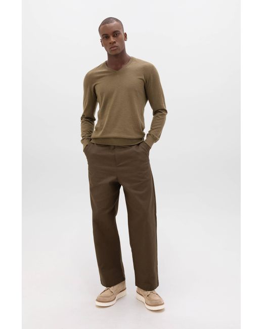 Johnstons Green Superfine Cashmere V Neck Jumper