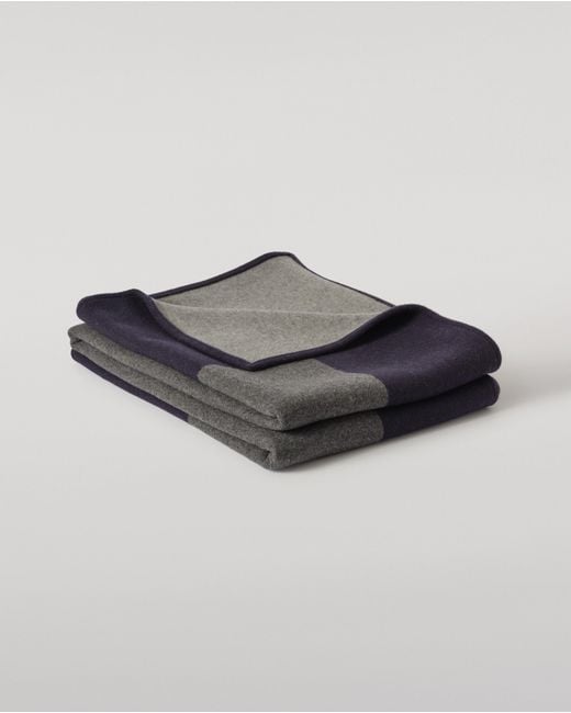 Johnstons Blue Art Geometric & Cashmere Throw