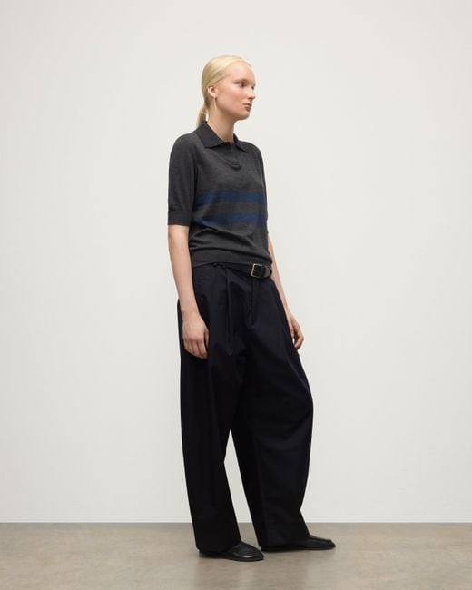 Johnstons Blue Coira Charcoal & Superfine Cashmere Polo Shirt