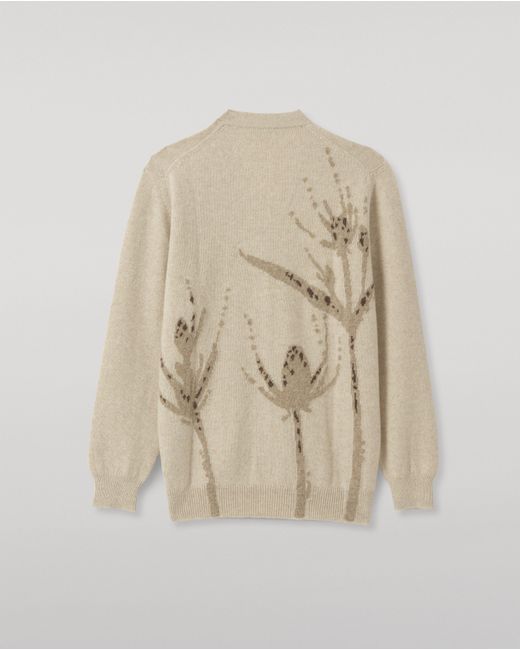 Johnstons Blue Wild Thistle Intarsia Cashmere Cardigan