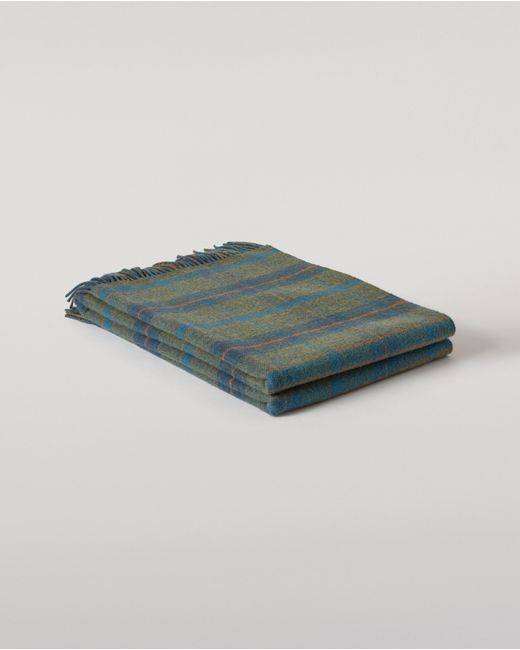 Johnstons Blue Double Face Check Lambswool Throw
