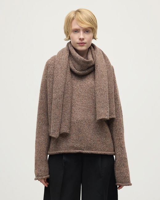 Johnstons Brown Cashmere Bouclé Scarf