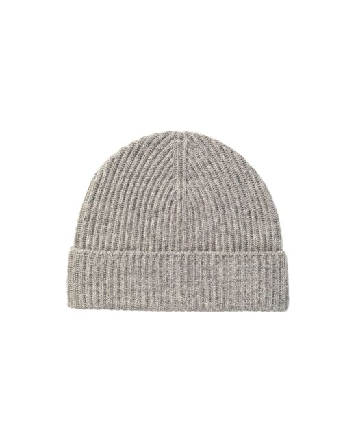 Johnstons Gray Ribbed Cashmere Beanie