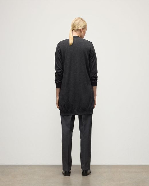 Johnstons White Elise Dark Long Superfine Cashmere Cardigan