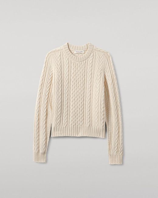 Johnstons White Aran Cable Cashmere Jumper