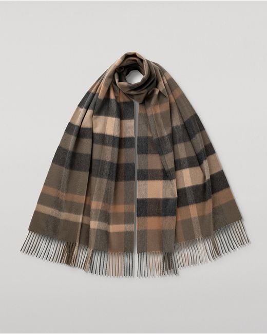 Johnstons Brown Tantallon Cashmere Scarf