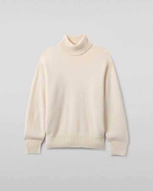 Johnstons White Gauzy Cashmere Roll Neck Jumper