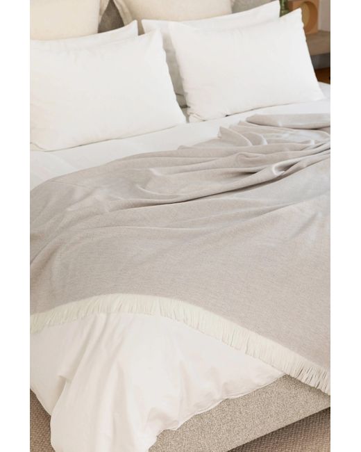 Johnstons Gray Herringbone Merino Bed Throw