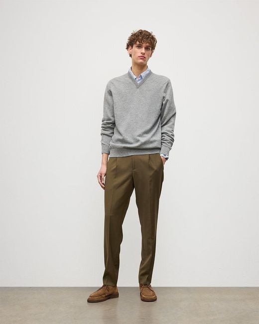 Johnstons Gray Rory Classic Cashmere V-Neck Jumper for men