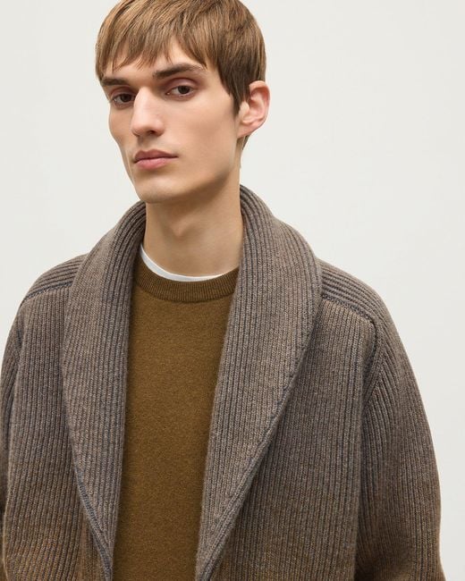 Johnstons Natural Pioneer Shawl Collar Cashmere Cardigan for men