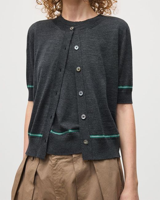 Johnstons Gray Brae Dark Merino Short Sleeve Cardigan
