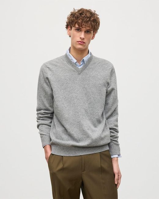 Johnstons Gray Rory Classic Cashmere V-Neck Jumper for men