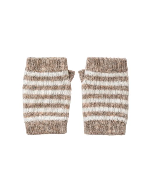 Johnstons Natural Stripy Children's Cashmere Wristwarmers