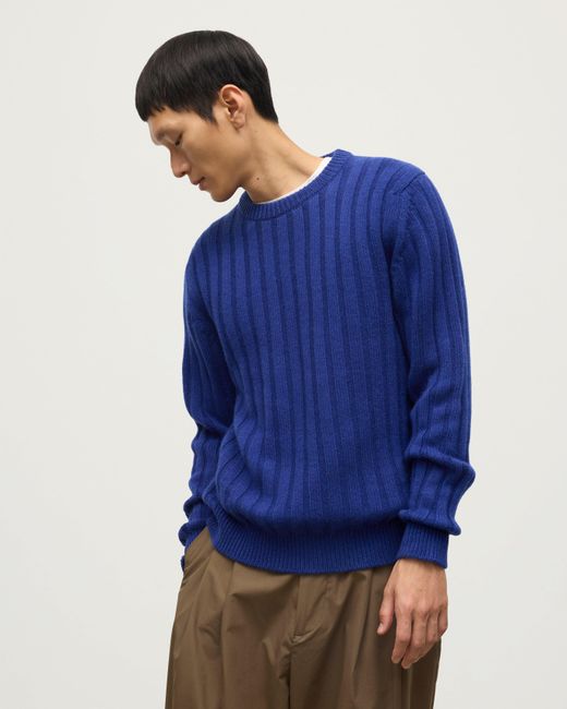 Johnstons Blue Peel Cashmere Jumper for men