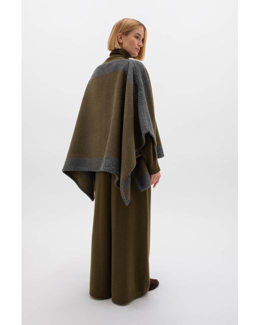 Johnstons Brown Blanket Stitched Boat Neck Poncho