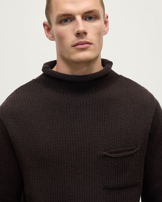 Johnstons Black Dark Cashmere Turtleneck Jumper for men