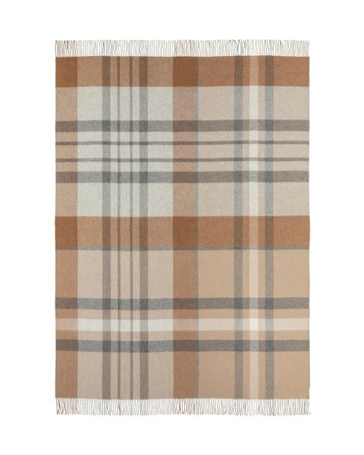 Johnstons Brown Reversible Cashmere Leven Check Throw